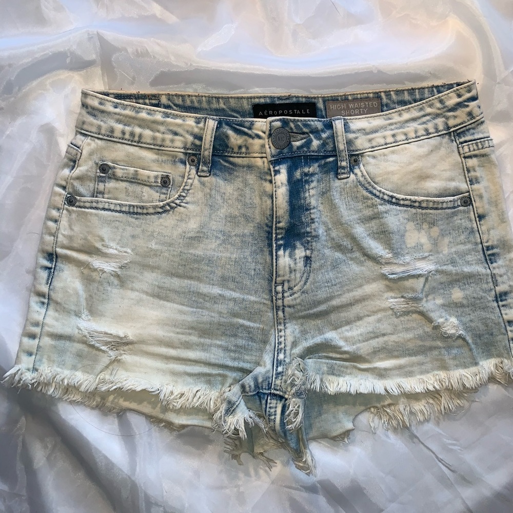Stone Wash high waisted shorts